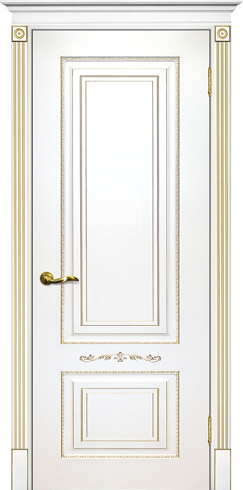 Двери крашеные (Эмаль) ТЕКОНА Смальта 04 глухое Белый ral 9003 патина золото размер 200 х 60 см. артикул F0000054068
