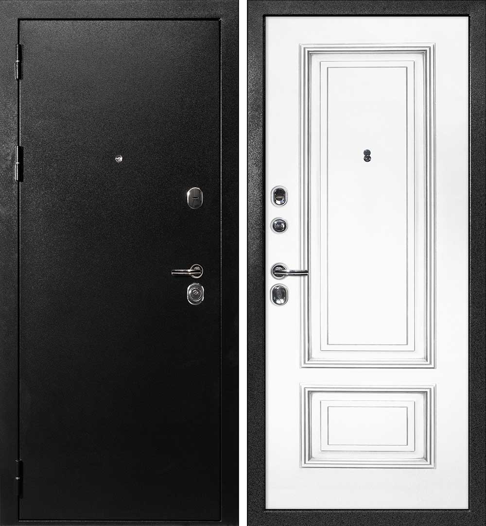 Дверь С-1 / Смальта-08 Титан черный / Белый ral 9003  патина серебро