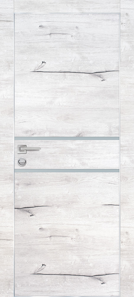Двери ЭКОШПОН, ПВХ PROFILO PORTE PX-18 AL кромка с 4-х ст. со стеклом Дуб арктик размер 200 х 60 см. артикул F0000088777