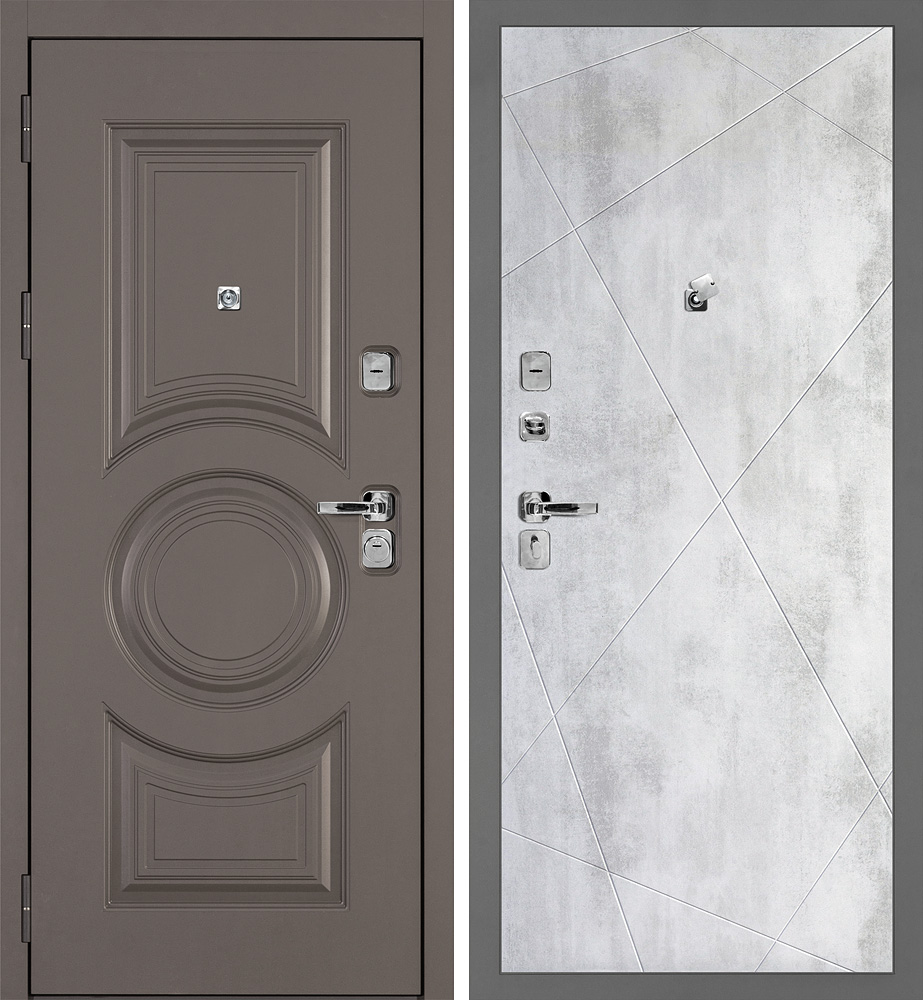 Дверь Плаза-177/PR-103 Коричнево-серый / Бетон светлый