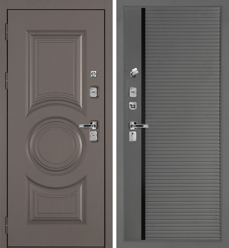 Дверь Плаза-177/PR-173 Коричнево-серый / Серый