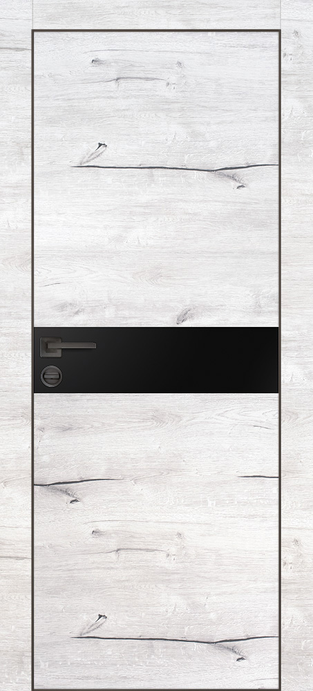 Двери ЭКОШПОН, ПВХ PROFILO PORTE PX-13 черная кромка с 4-х ст. со стеклом Дуб арктик размер 200 х 60 см. артикул F0000101387