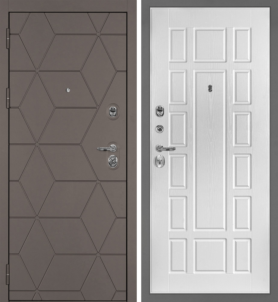Дверь Тетра-181/PR-124 Коричнево-серый / Сандал белый