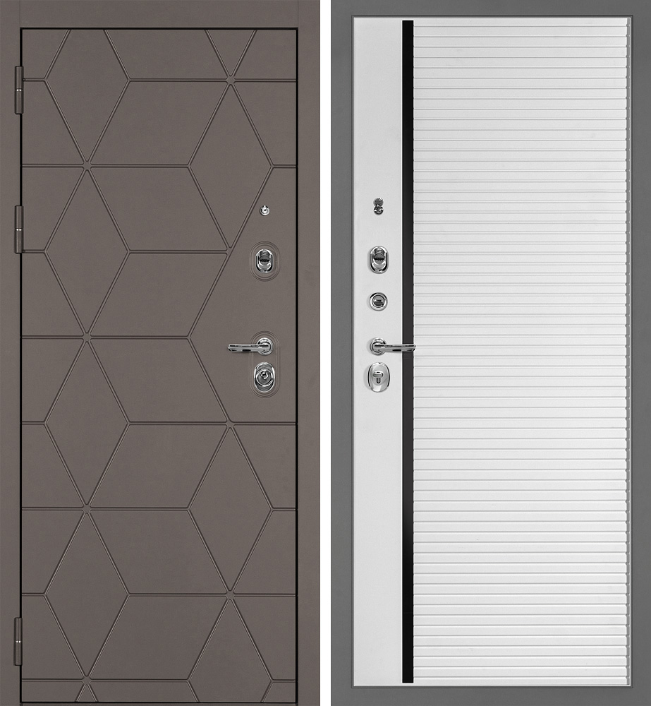 Дверь Тетра-181/PR-173 Коричнево-серый / Белый