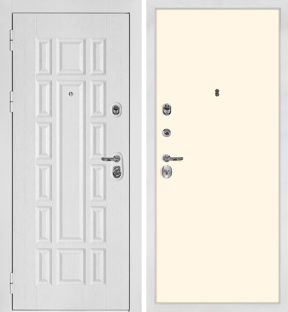 Дверь Квадро-124/PP Белый дуб фактурный / Магнолия