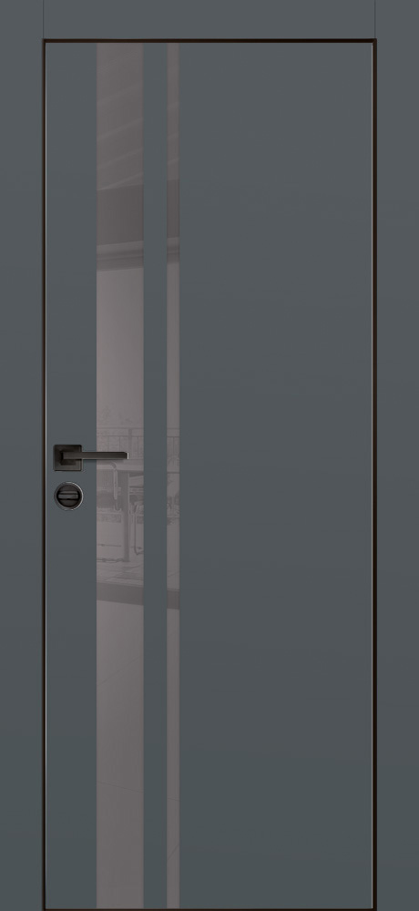 Двери ЭКОШПОН, ПВХ PROFILO PORTE PX-16 черная кромка с 4-х ст. со стеклом Графит размер 200 х 70 см. артикул F0000104317