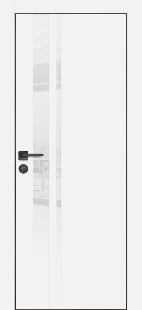Двери ЭКОШПОН, ПВХ PROFILO PORTE PX-16 черная кромка с 4-х ст. со стеклом Белый размер 200 х 60 см. артикул F0000104573