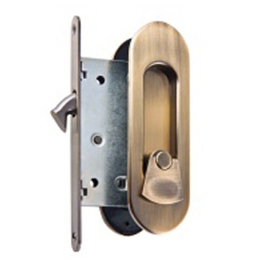 Комплект ручек для раздвижных дверей с замком WC SDL-05 AB античная бронза