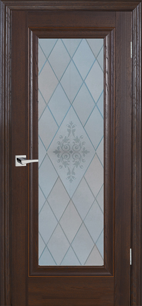 Двери ЭКОШПОН, ПВХ PROFILO PORTE PSB-25 со стеклом Дуб Оксфорд темный размер 200 х 60 см. артикул F0000045070