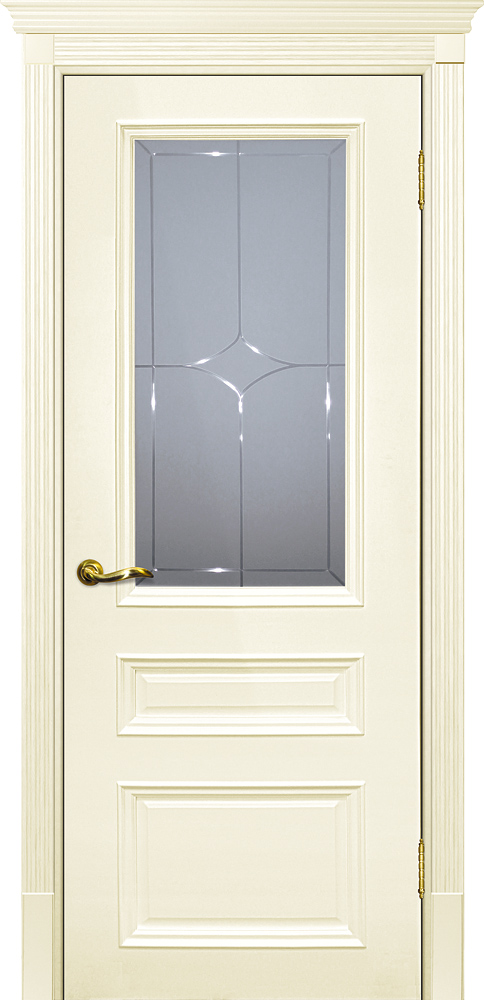 Двери крашеные (Эмаль) ТЕКОНА Смальта 06 со стеклом Слоновая кость ral 1013
