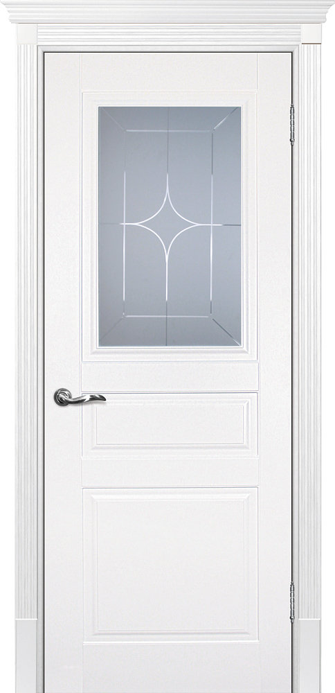 Двери крашеные (Эмаль) ТЕКОНА Смальта 01 со стеклом Белый ral 9003