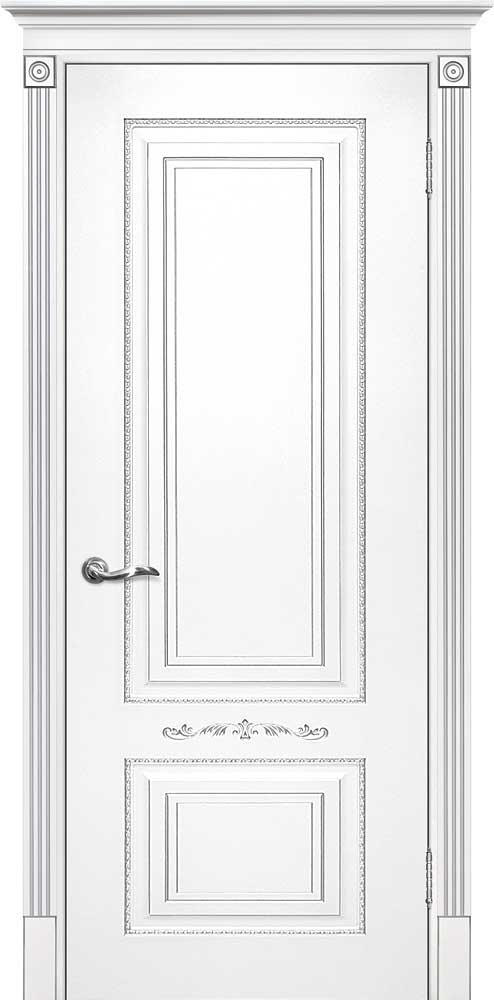 Двери крашеные (Эмаль) ТЕКОНА Смальта 04 глухое Белый ral 9003 патина серебро размер 200 х 60 см. артикул F0000052610