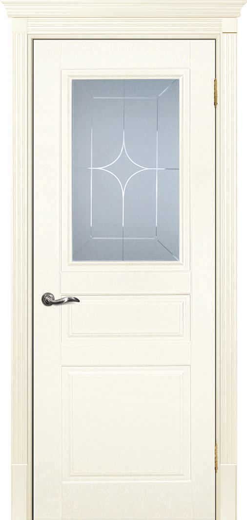 Двери крашеные (Эмаль) ТЕКОНА Смальта 01 со стеклом Слоновая кость ral 1013