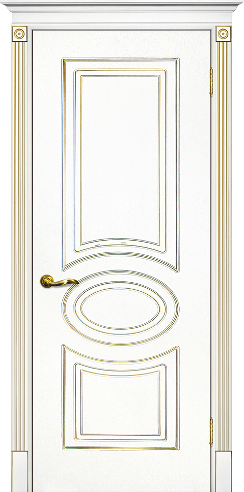 Двери крашеные (Эмаль) ТЕКОНА Смальта 03 глухое Белый ral 9003 патина золото размер 200 х 60 см. артикул F0000053989