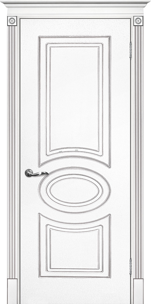Двери крашеные (Эмаль) ТЕКОНА Смальта 03 глухое Белый ral 9003 патина серебро размер 200 х 60 см. артикул F0000054001
