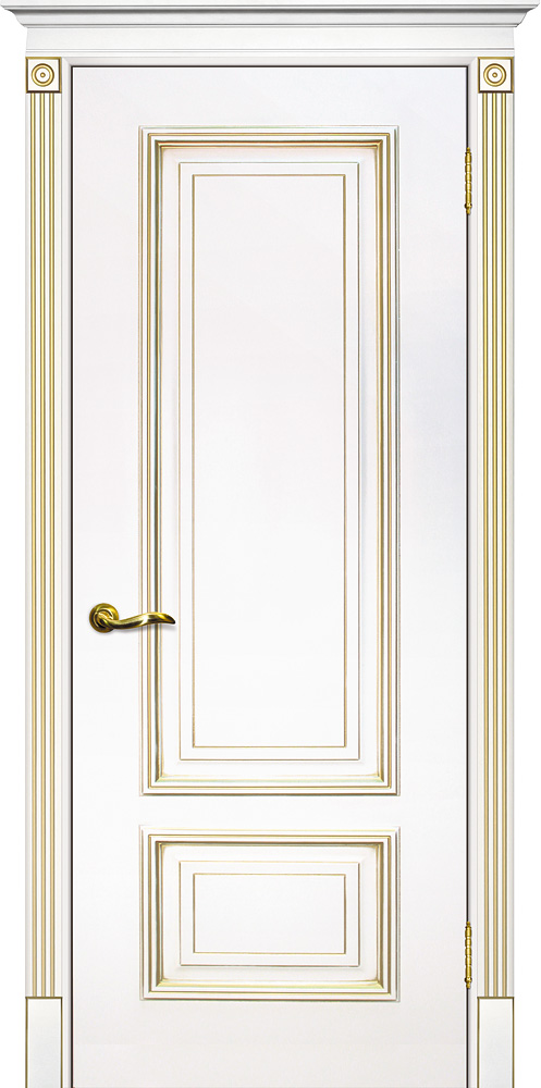 Двери крашеные (Эмаль) ТЕКОНА Смальта 08 глухое Белый ral 9003 патина золото