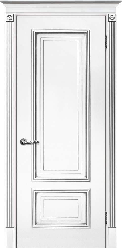 Двери крашеные (Эмаль) ТЕКОНА Смальта 08 глухое Белый ral 9003 патина серебро размер 200 х 60 см. артикул F0000055207