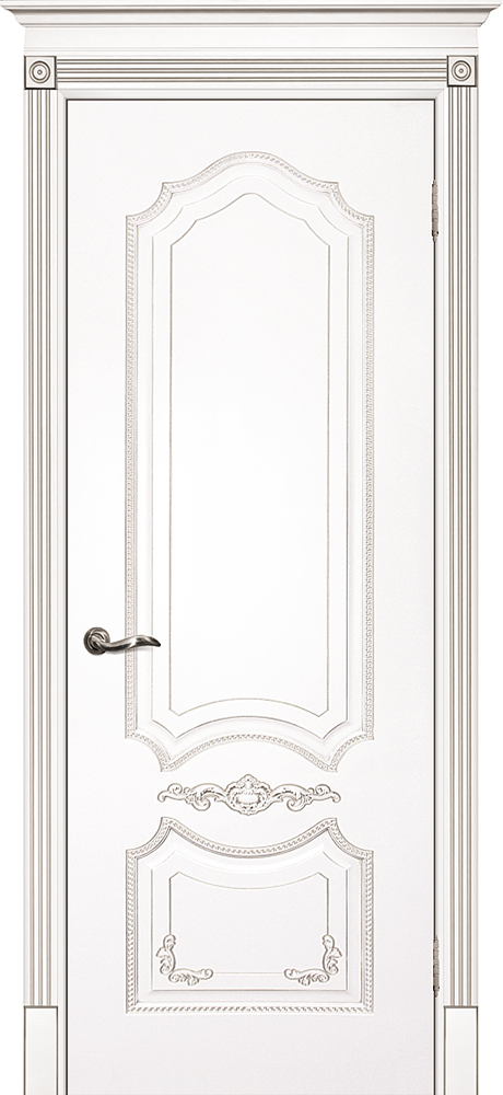 Двери крашеные (Эмаль) ТЕКОНА Смальта 10 глухое Белый ral 9003 патина серебро размер 200 х 60 см. артикул F0000055255