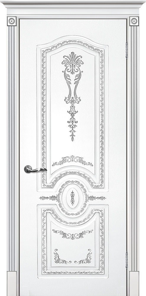 Двери крашеные (Эмаль) ТЕКОНА Смальта 11 глухое Белый ral 9003 патина серебро размер 200 х 60 см. артикул F0000055291