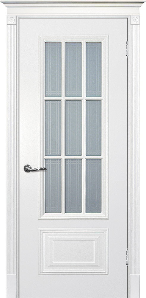 Двери крашеные (Эмаль) ТЕКОНА Смальта 08 со стеклом Белый ral 9003