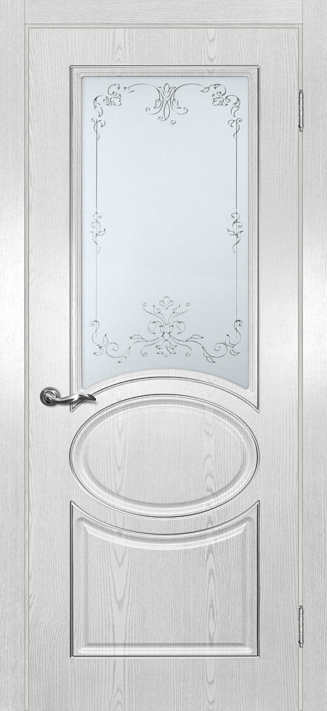 Двери ЭКОШПОН, ПВХ МАРИАМ Сиена-1 патина со стеклом Белый серебро