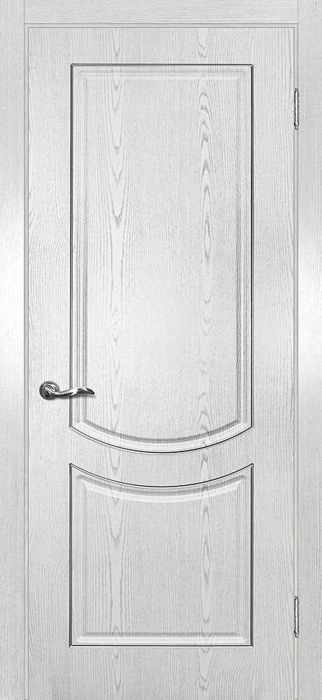 Двери ЭКОШПОН, ПВХ МАРИАМ Сиена-3 патина глухое белый серебро контур патина серебро