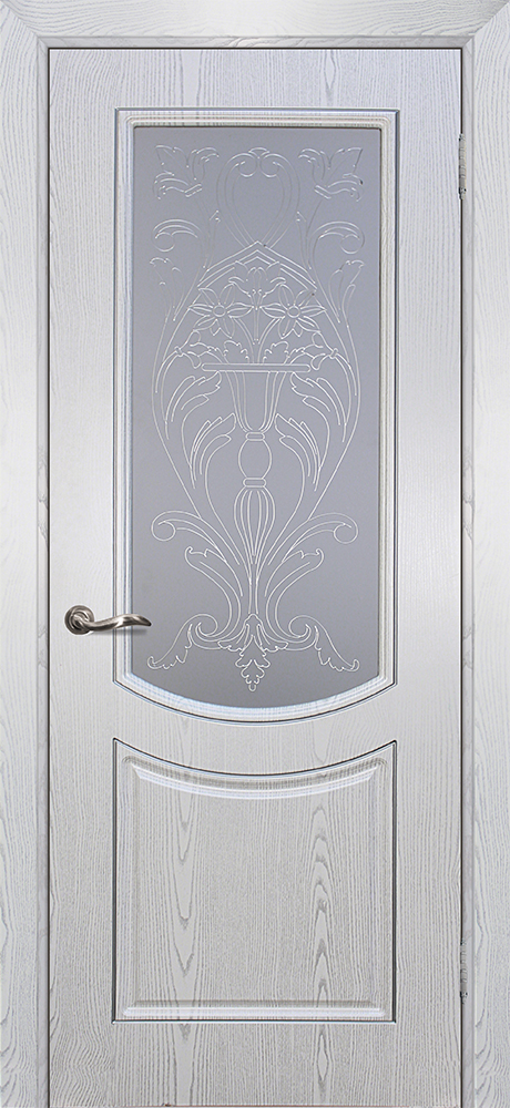 Двери ЭКОШПОН, ПВХ МАРИАМ Сиена-3 патина со стеклом белый серебро контур патина серебро