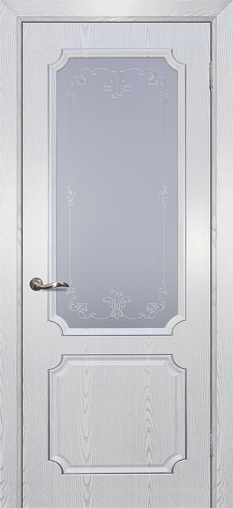 Двери ЭКОШПОН, ПВХ МАРИАМ Сиена-4 патина со стеклом Белый серебро
