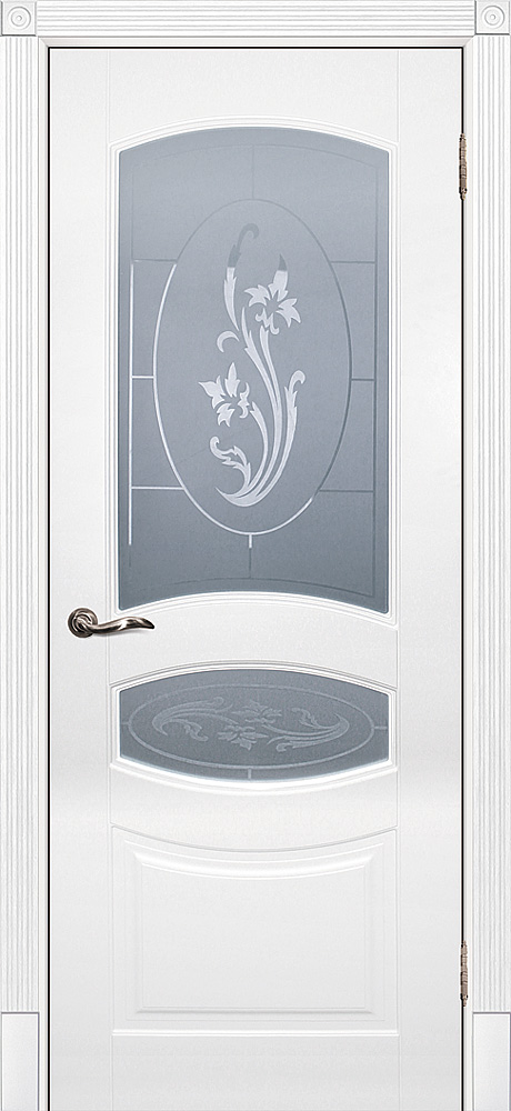 Двери крашеные (Эмаль) ТЕКОНА Смальта 02 со стеклом Белый ral 9003