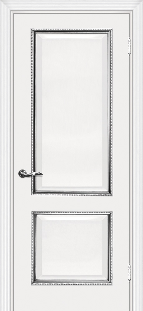 Двери ЭКОШПОН, ПВХ МАРИАМ Мурано-1 глухое белый, патина серебро размер 190 х 55 см. артикул F0000059603