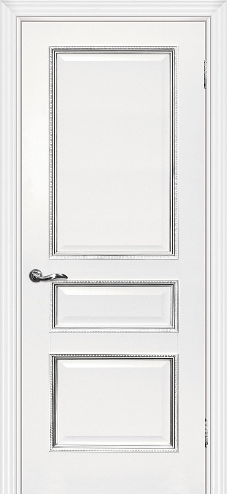 Двери ЭКОШПОН, ПВХ МАРИАМ Мурано-2 глухое белый, патина серебро размер 190 х 55 см. артикул F0000059625