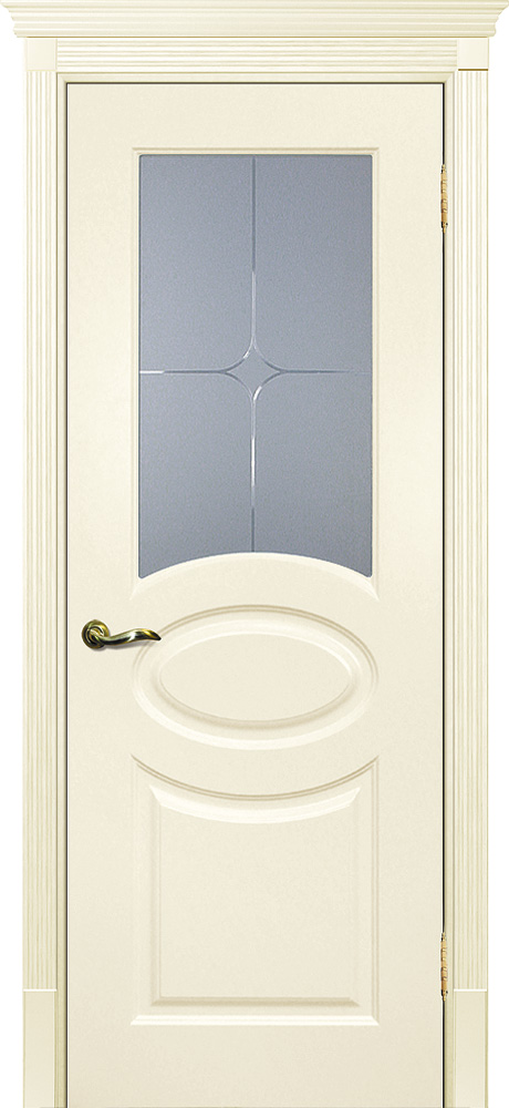 Двери крашеные (Эмаль) ТЕКОНА Смальта 12 со стеклом Слоновая кость ral 1013