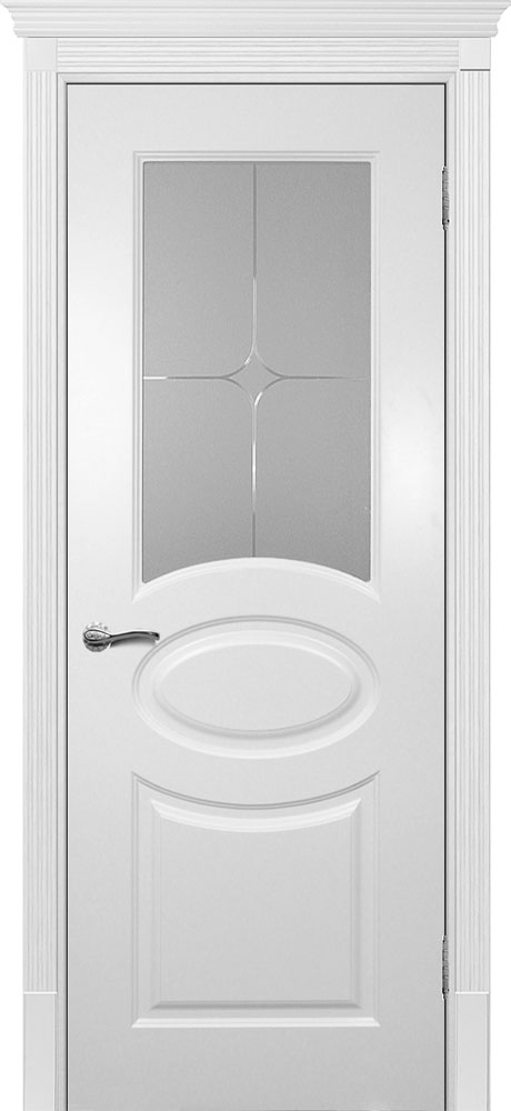 Двери крашеные (Эмаль) ТЕКОНА Смальта 12 со стеклом Белый ral 9003