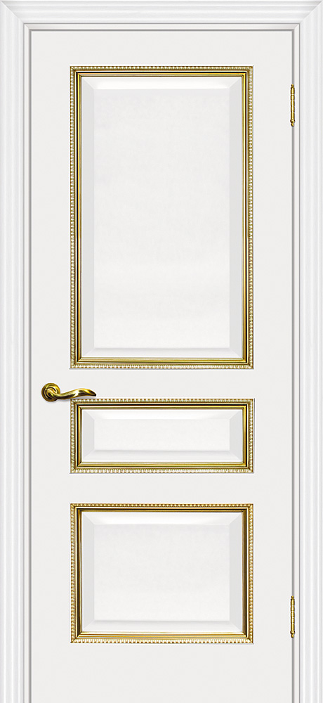 Двери ЭКОШПОН, ПВХ МАРИАМ Мурано-2 глухое белый, патина золото размер 200 х 60 см. артикул F0000060904