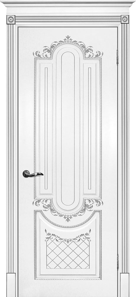 Двери крашеные (Эмаль) ТЕКОНА Смальта 13 глухое Белый ral 9003 патина серебро размер 200 х 60 см. артикул F0000061089