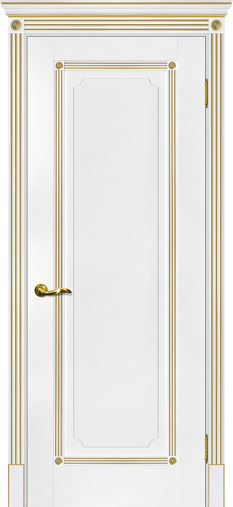 Двери ЭКОШПОН, ПВХ МАРИАМ Флоренция-1 глухое белый, патина золото