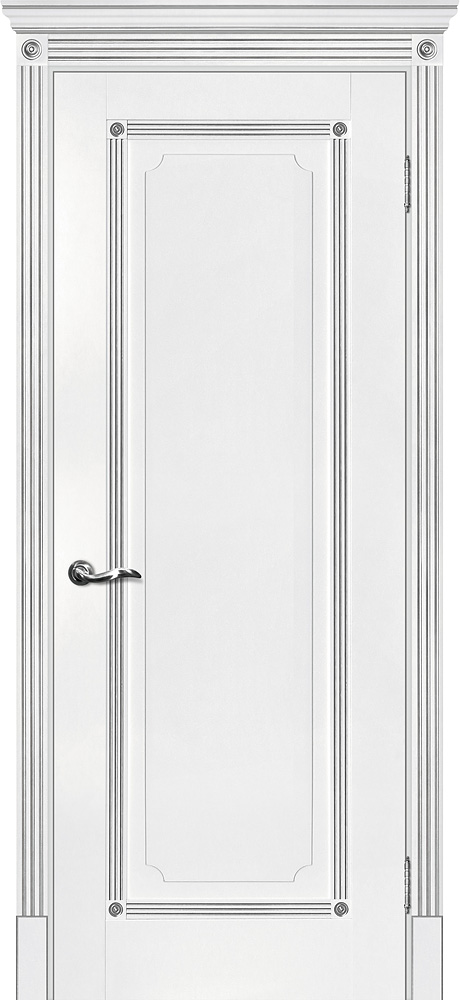 Двери ЭКОШПОН, ПВХ МАРИАМ Флоренция-1 глухое белый, патина серебро размер 190 х 55 см. артикул F0000065804