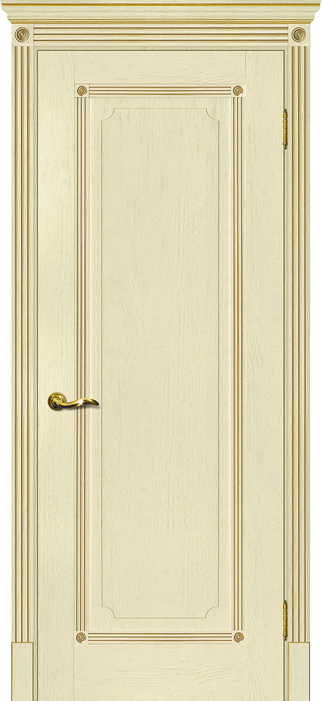 Двери ЭКОШПОН, ПВХ МАРИАМ Флоренция-1 глухое ваниль, патина золото размер 190 х 55 см. артикул F0000065839