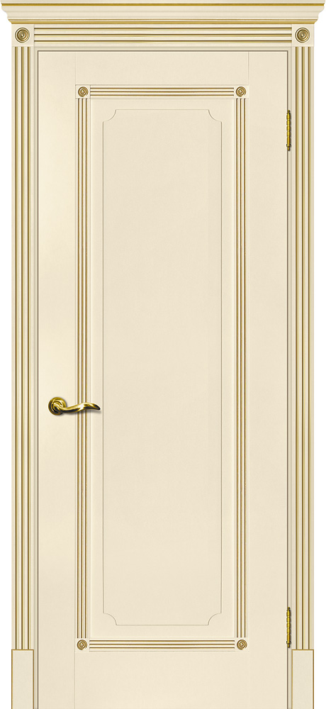 Двери ЭКОШПОН, ПВХ МАРИАМ Флоренция-1 глухое магнолия, патина золото размер 190 х 55 см. артикул F0000065860