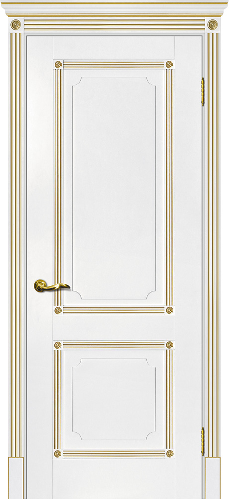Двери ЭКОШПОН, ПВХ МАРИАМ Флоренция-2 глухое белый, патина золото размер 190 х 55 см. артикул F0000065922