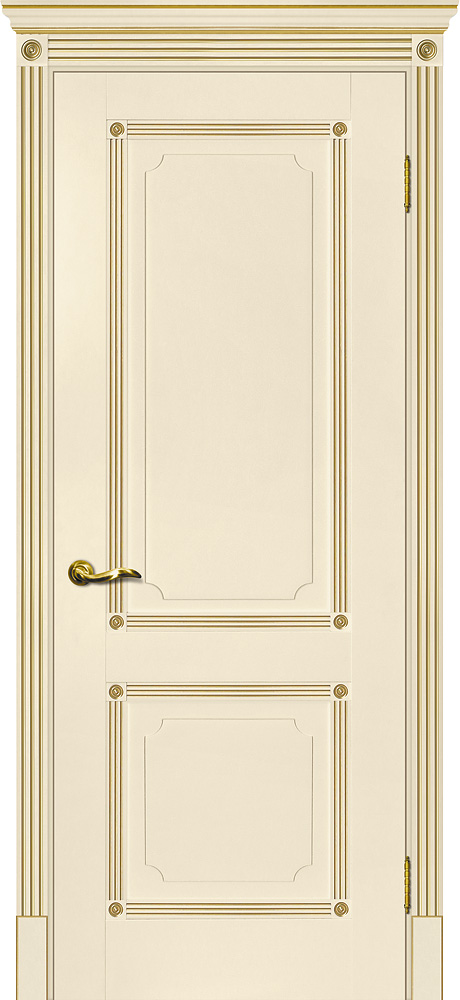 Двери ЭКОШПОН, ПВХ МАРИАМ Флоренция-2 глухое магнолия, патина золото размер 190 х 55 см. артикул F0000065979