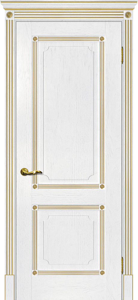 Двери ЭКОШПОН, ПВХ МАРИАМ Флоренция-2 глухое пломбир, патина золото размер 200 х 60 см. артикул F0000066006