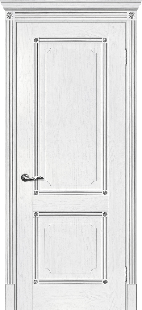 Двери ЭКОШПОН, ПВХ МАРИАМ Флоренция-2 глухое пломбир, патина серебро размер 200 х 60 см. артикул F0000066007
