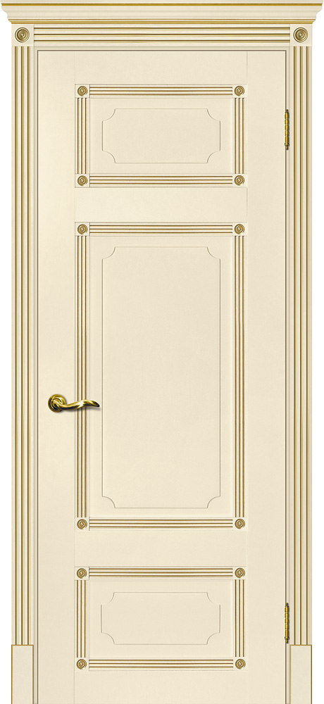 Двери ЭКОШПОН, ПВХ МАРИАМ Флоренция-3 глухое магнолия, патина золото размер 190 х 55 см. артикул F0000066098