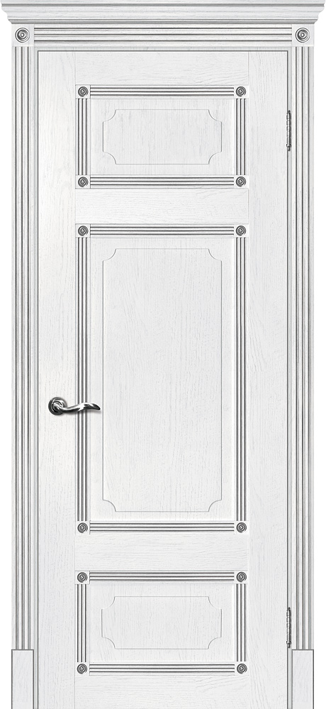 Двери ЭКОШПОН, ПВХ МАРИАМ Флоренция-3 глухое пломбир, патина серебро размер 190 х 55 см. артикул F0000066120