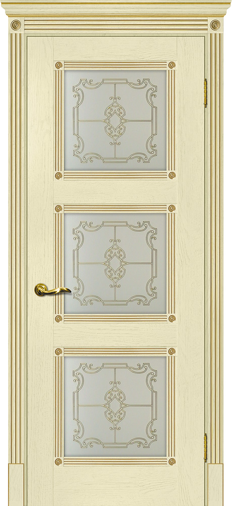 Двери ЭКОШПОН, ПВХ МАРИАМ Флоренция-4 со стеклом ваниль, патина золото размер 200 х 60 см. артикул F0000066208