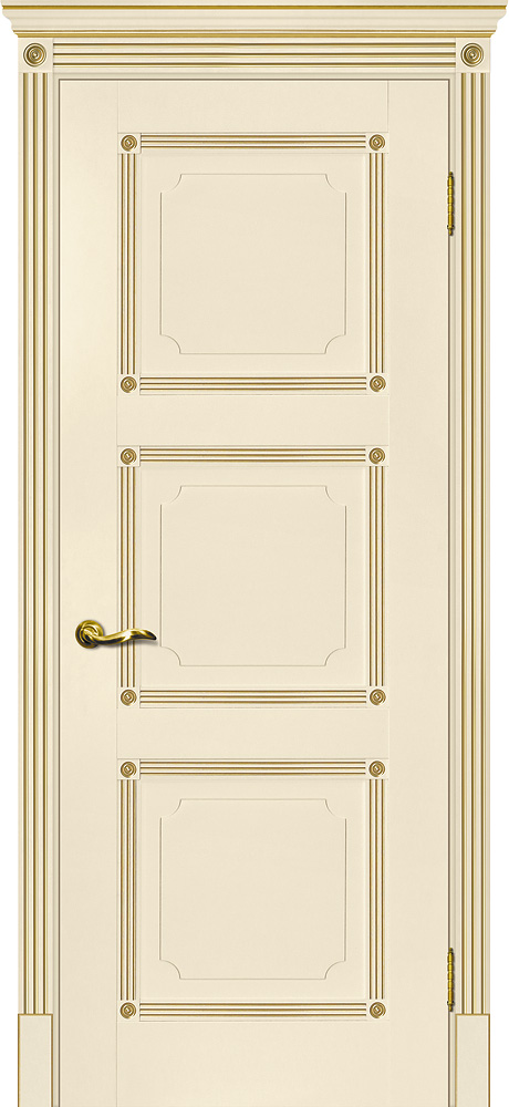 Двери ЭКОШПОН, ПВХ МАРИАМ Флоренция-4 глухое магнолия, патина золото размер 190 х 55 см. артикул F0000066217