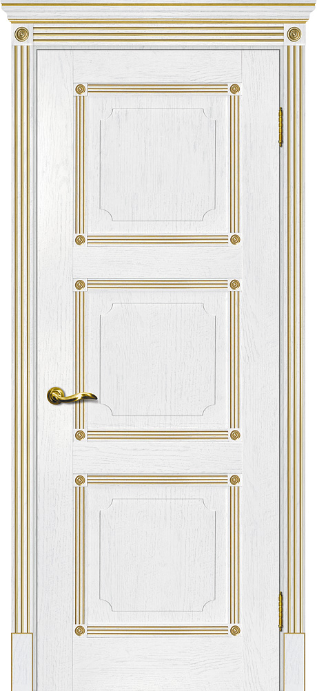 Двери ЭКОШПОН, ПВХ МАРИАМ Флоренция-4 глухое пломбир, патина золото