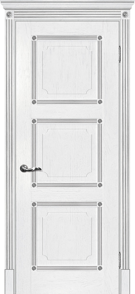 Двери ЭКОШПОН, ПВХ МАРИАМ Флоренция-4 глухое пломбир, патина серебро размер 190 х 55 см. артикул F0000066239