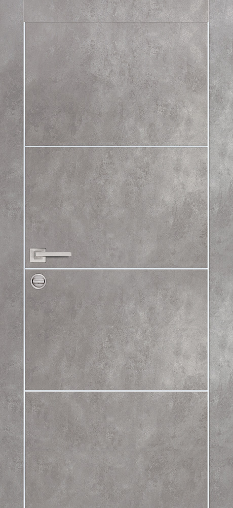 Двери ЭКОШПОН, ПВХ PROFILO PORTE PX-2 AL кромка с 2-х ст. глухое с молдингом Серый бетон